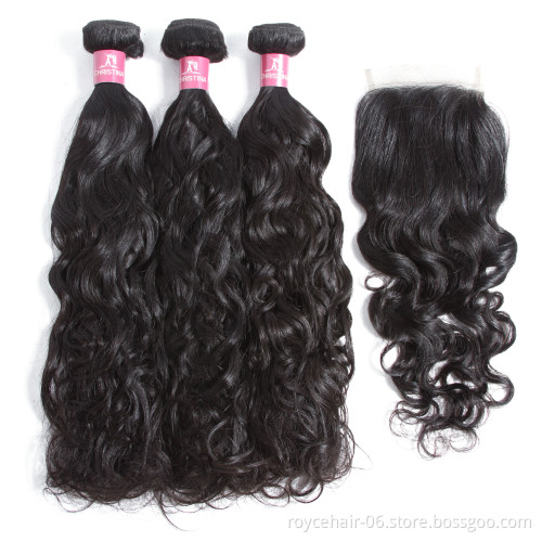 Cheap Wholesale Mongolian Vrigin Remy Human Hair Weave Water Wave 4 Bundles with 5x5 6x6 7x7 Lace Closure